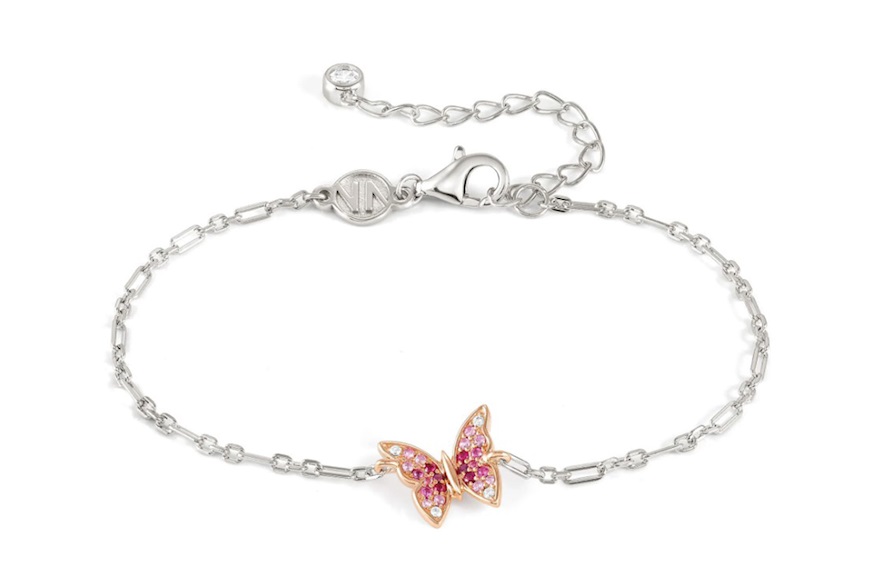 Bracelet Crysalis silver gold with pink zircon butterfly Nomination