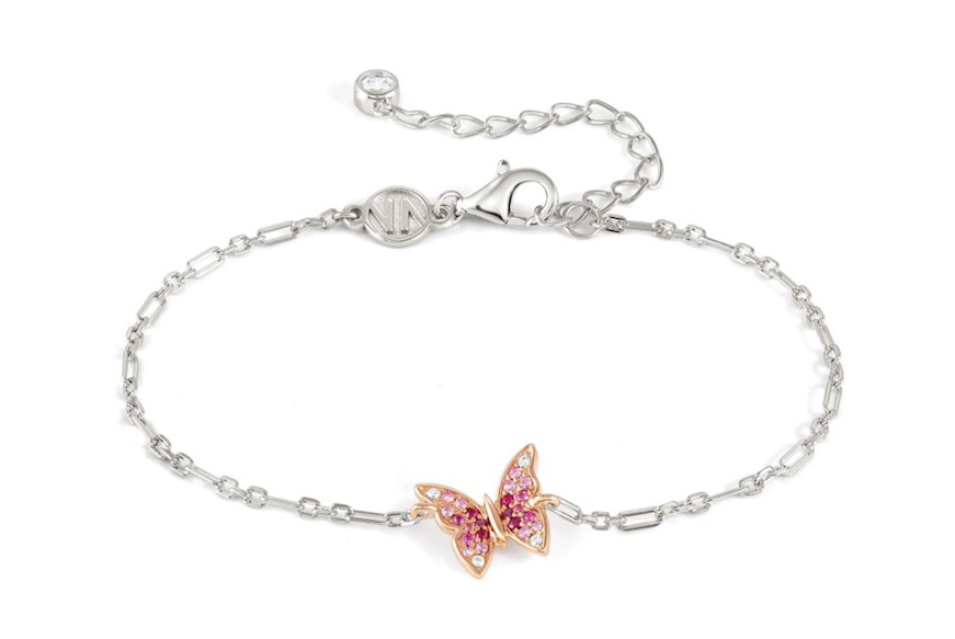 Bracciale Crysalis argento dorato con farfalla di zirconi rosa Nomination