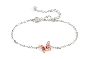 Bracciale Crysalis argento dorato con farfalla di zirconi rosa Nomination
