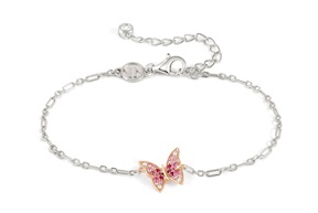 Bracciale Crysalis argento dorato con farfalla di zirconi rosa