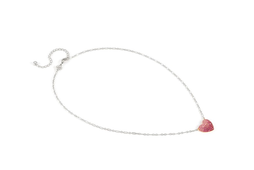 Necklace Crysalis silver gold with pink zircon heart Nomination