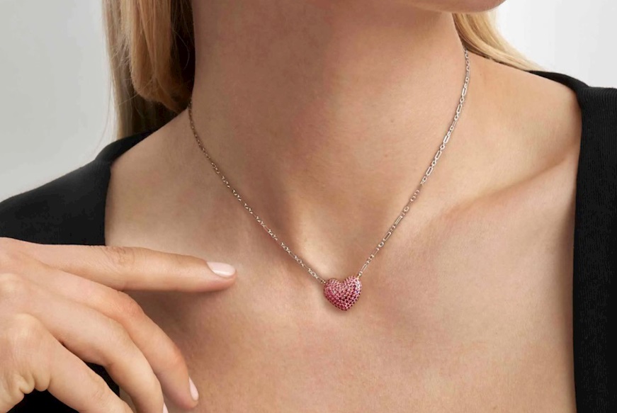 Collana Crysalis argento dorato con cuore di zirconi rosa Nomination