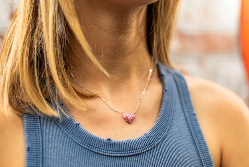 Collana Crysalis argento dorato con cuore di zirconi rosa Nomination
