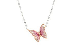 Collana Crysalis argento dorato con farfalla di zirconi rosa Nomination
