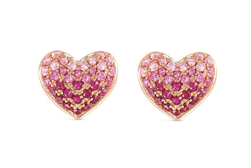 Orecchini Crysalis argento dorato con cuore di zirconi rosa Nomination
