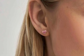 Orecchini Crysalis argento dorato con cuore di zirconi rosa Nomination