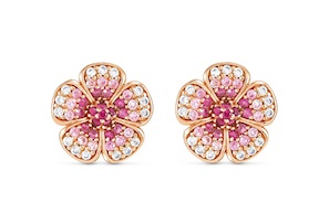 Earrings Crysalis silver gold with pink zircon flower Nomination