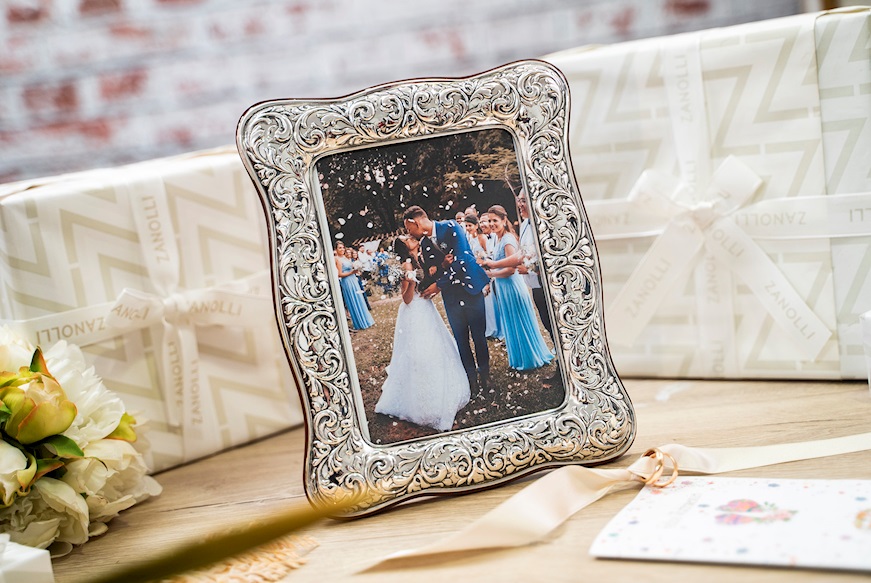 Picture frame silver with engraved band Selezione Zanolli