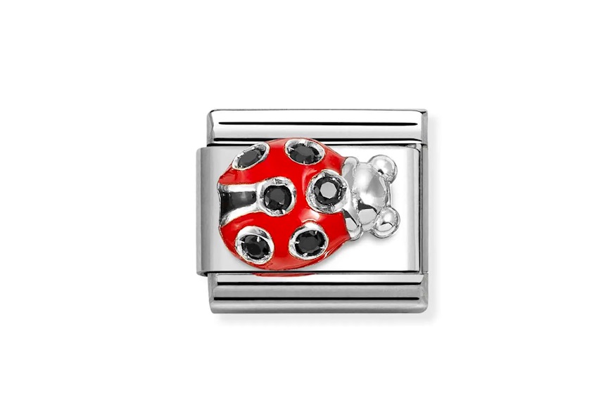 Red Ladybug Composable steel silver and zircons Nomination
