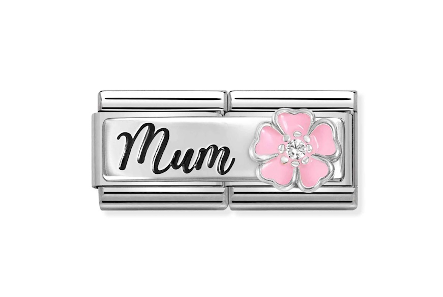 Mum with flowers Composable steel silver and zircons Nomination