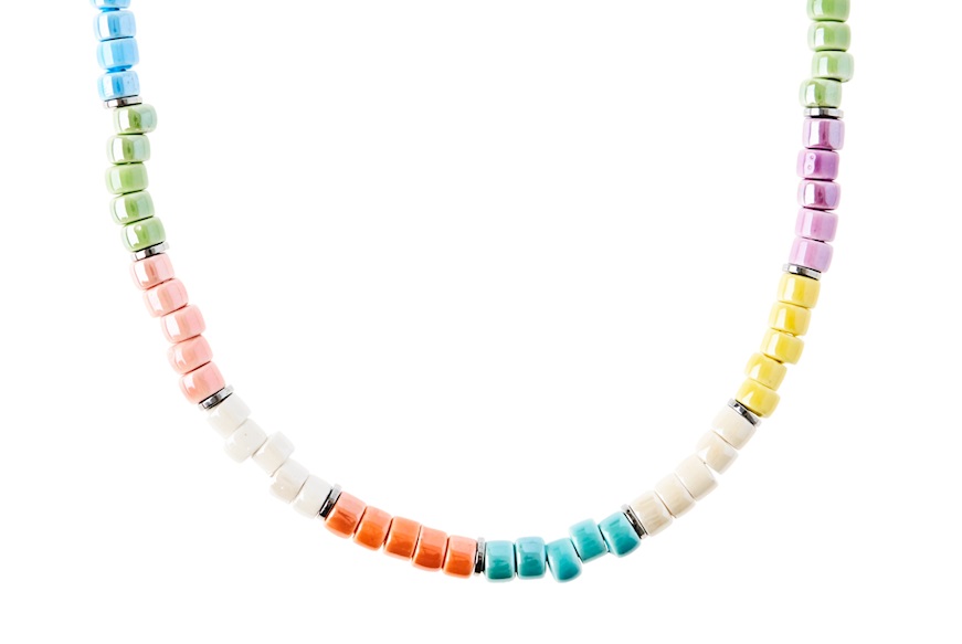 Collana con cilindri in ceramica multicolore Selezione Zanolli