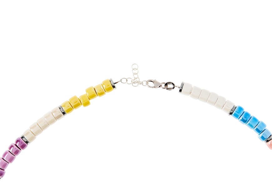 Collana con cilindri in ceramica multicolore Selezione Zanolli
