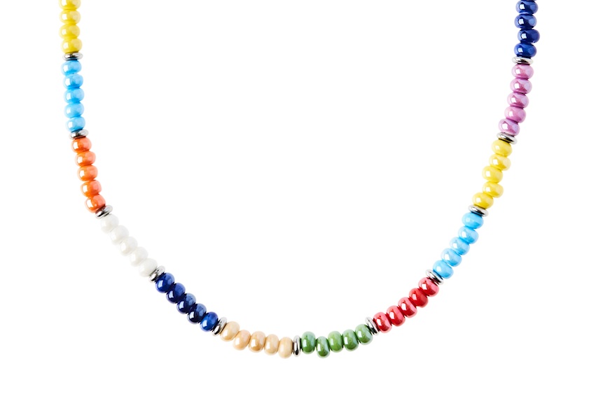 Collana con dischetti in ceramica multicolore Selezione Zanolli