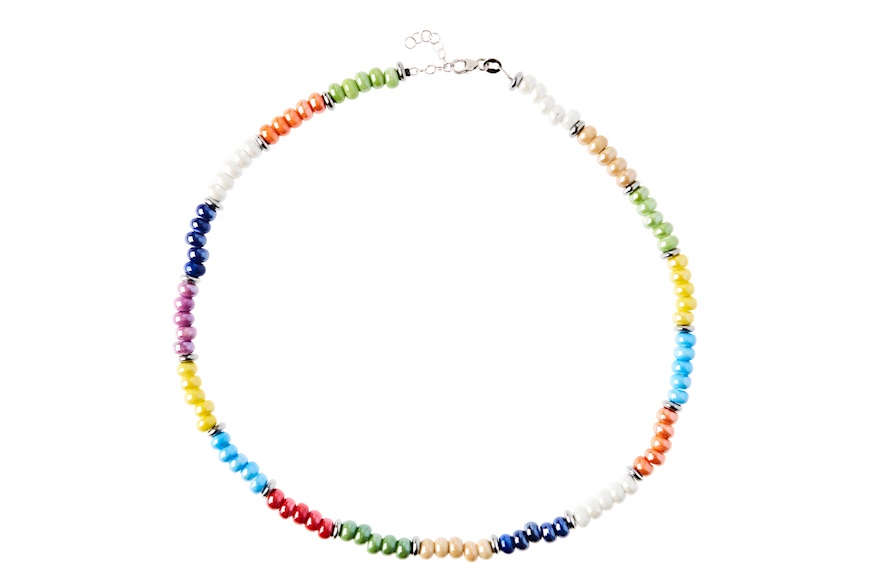 Collana con dischetti in ceramica multicolore Selezione Zanolli