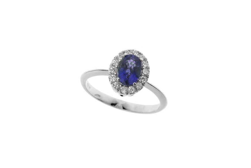 Anello oro 750‰ con diamanti e zaffiro ovale Selezione Zanolli