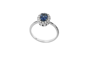 Anello oro 750‰ con zaffiro e diamanti Selezione Zanolli