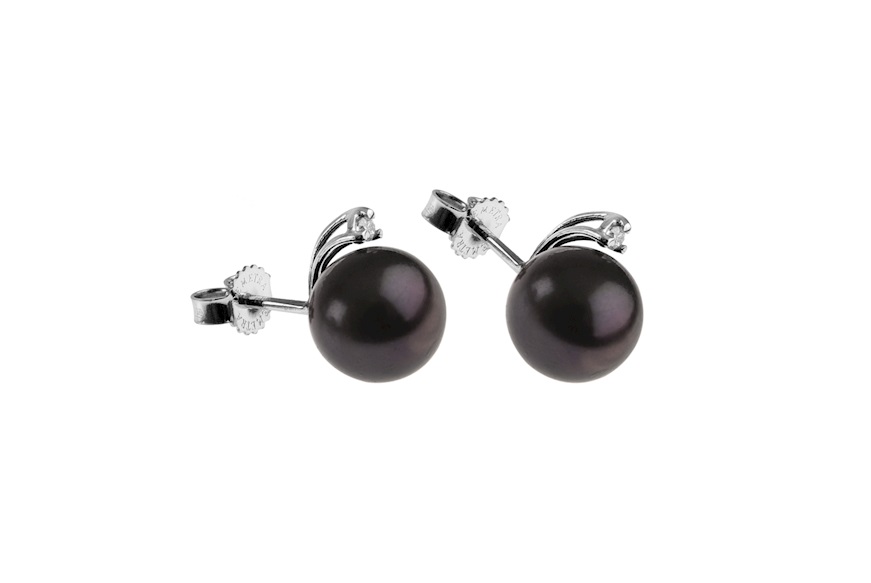 Orecchini Perla nera oro 750‰ con diamante Selezione Zanolli