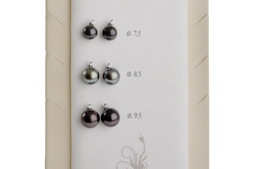 Orecchini Perla nera oro 750‰ con diamante Selezione Zanolli