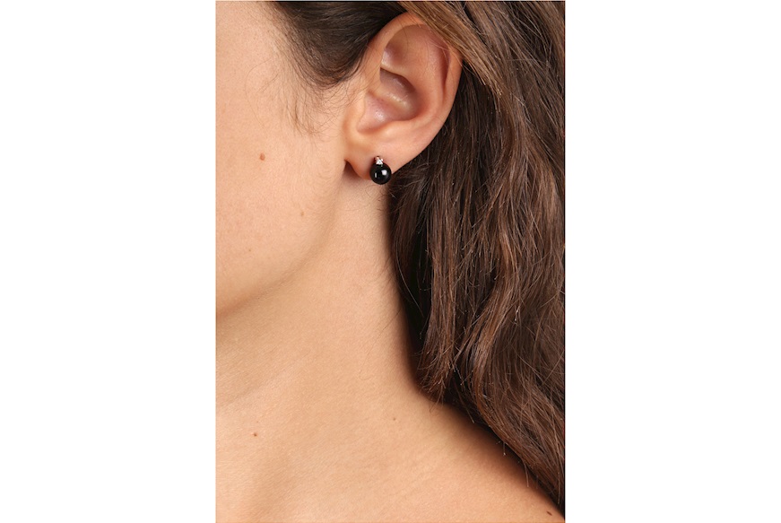 Orecchini Perla nera oro 750‰ con diamante Selezione Zanolli