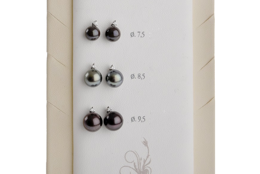 Earrings Black pearl gold 750‰ with diamond Selezione Zanolli