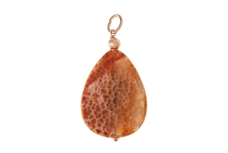 Pendant silver rosè with african agate drop Luisa della Salda