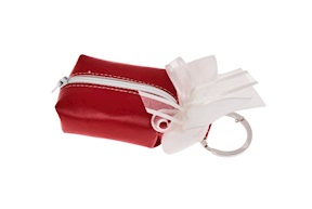 Portachiavi con zip Portaconfetti in ecopelle rosso con fiocco cotone Selezione Zanolli