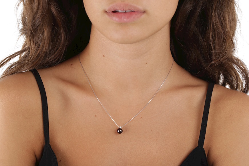 Collana Perla nera oro 750‰ con diamante Selezione Zanolli
