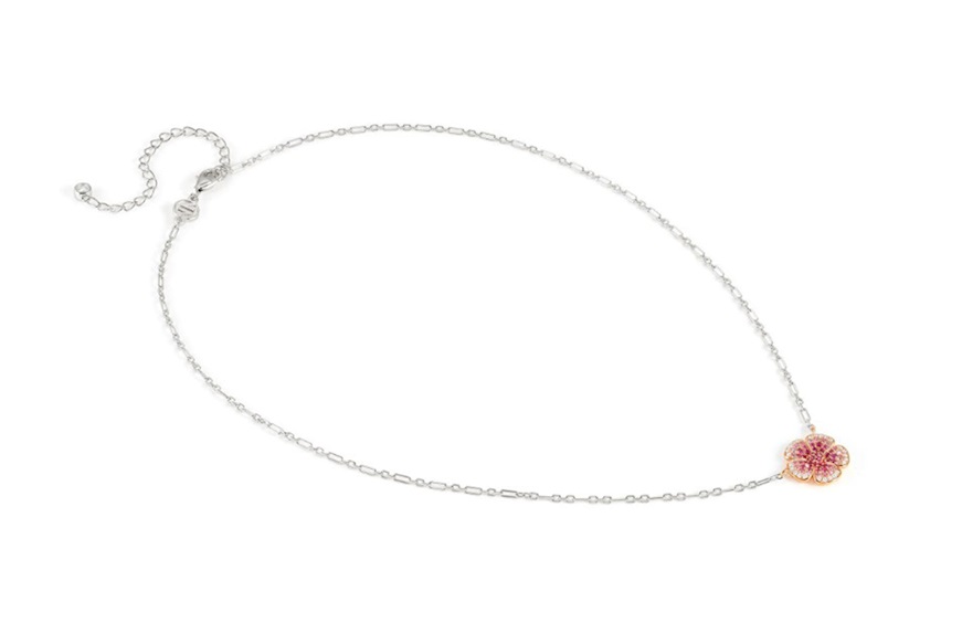 Collana Crysalis argento dorato con fiore di zirconi rosa Nomination