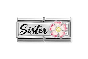 Sister Composable acciaio argento e zirconi Nomination