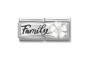 Family Composable acciaio argento e zirconi Nomination