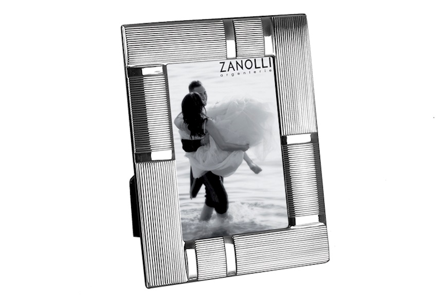 Picture frame Techno silver with wide striped band Selezione Zanolli