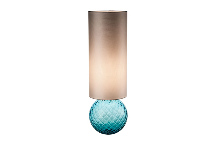 Table lamp Balloton Murano glass aquamare with beige shadelamp Venini