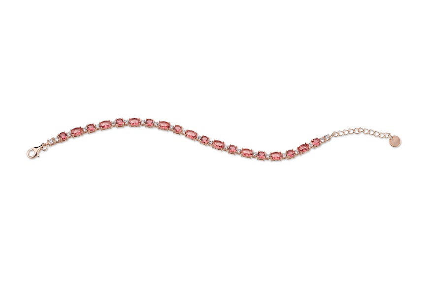 Bracelet silver rosè with white and ruby zircons Sovrani