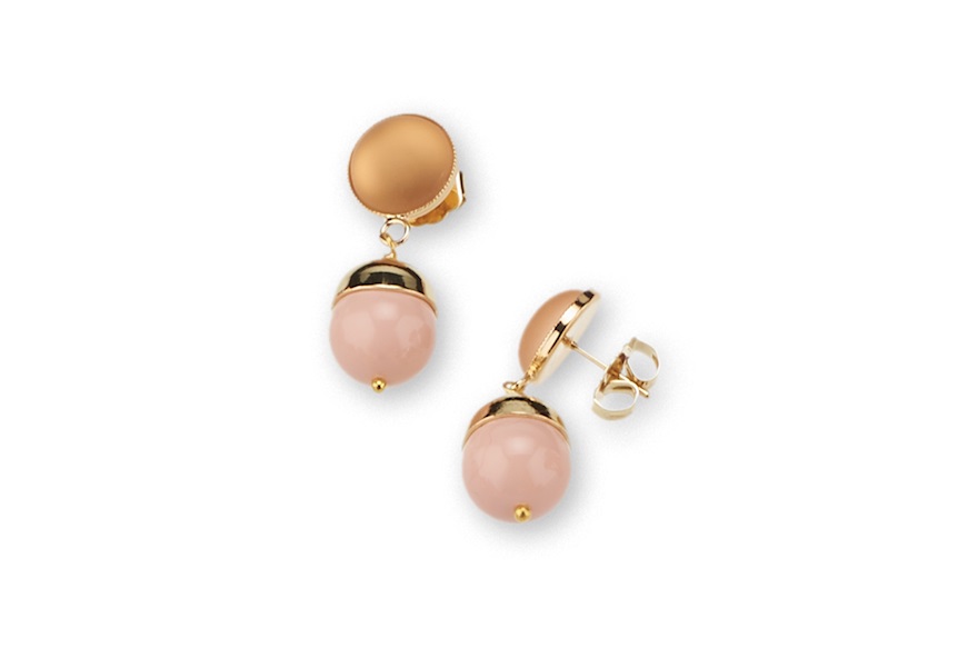 Earrings in golden brass with pink finish shell Sovrani