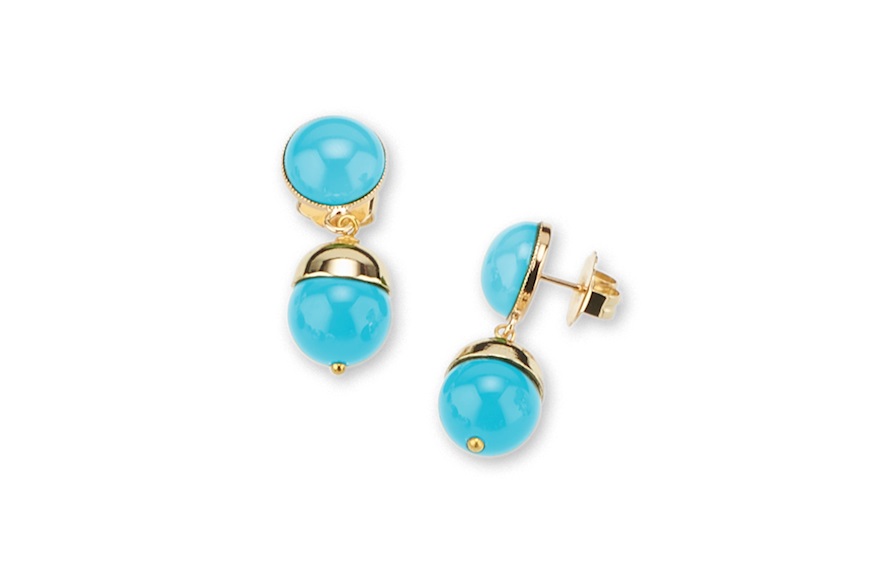 Earrings in golden brass with turquoise paste Sovrani