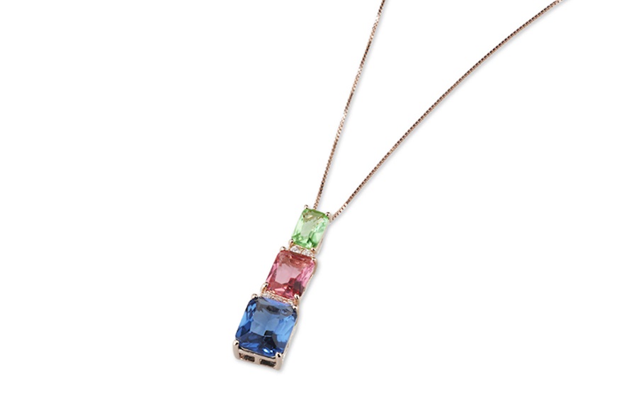 Necklace silver rosè with 3 colors zircons Sovrani