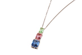 Collana argento rosè con zirconi tre colori Sovrani