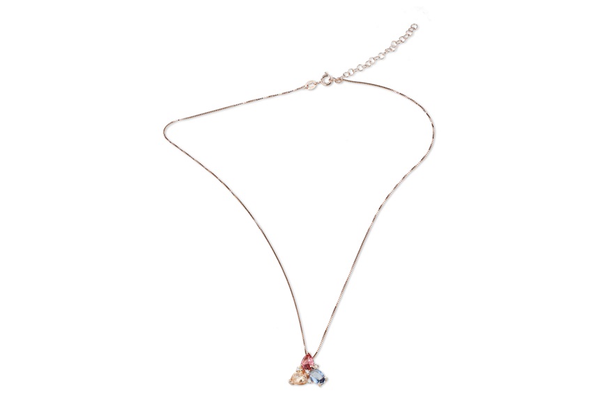 Collana argento rosè con zirconi multicolore Sovrani