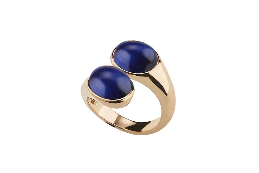 Ring Crystal Magic in golden brass with blue cat's eye Sovrani