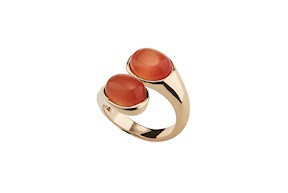 Ring Crystal Magic brass in golden brass with orange cat's eye Sovrani