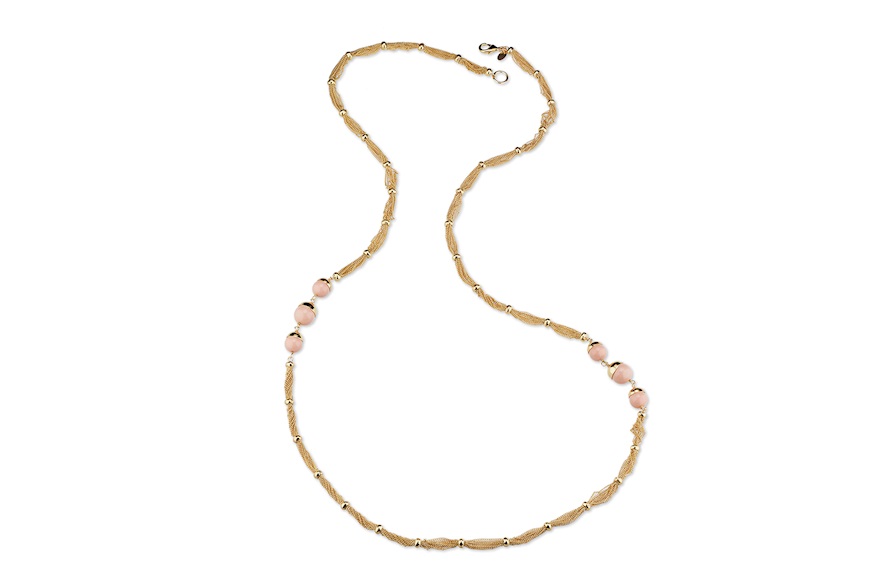 Necklace in golden brass with pink covered shell Sovrani