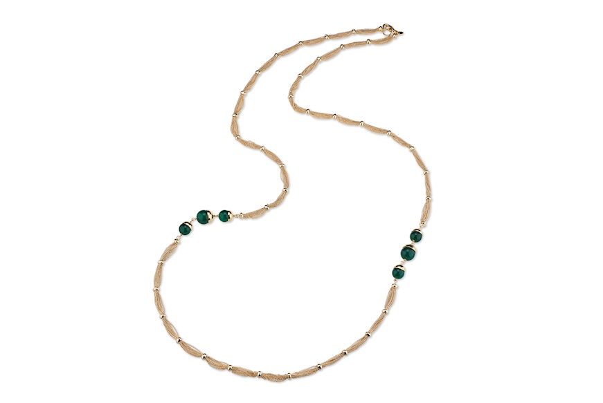 Necklace in golden brass with green agate Sovrani