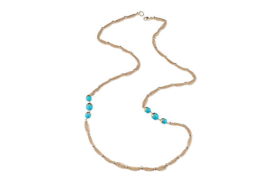 Necklace in golden brass with turquoise paste Sovrani