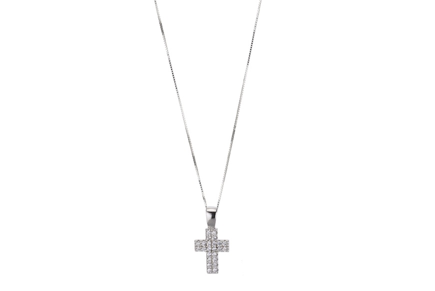 Necklace silver with cross in zircons Sovrani
