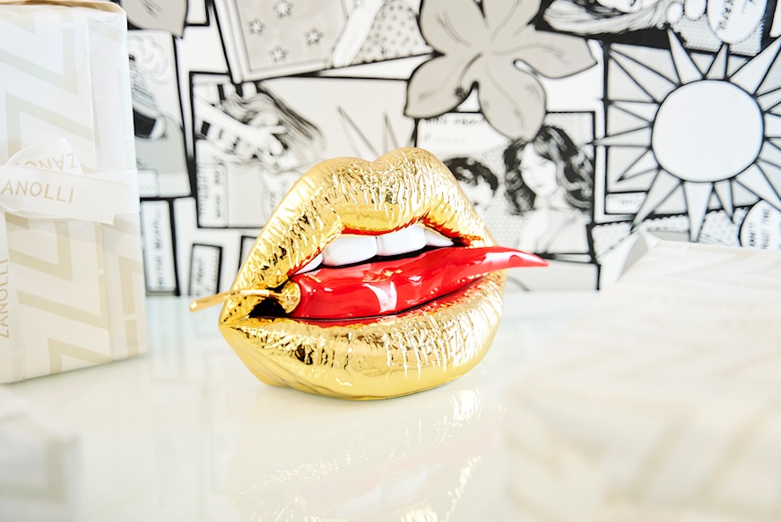 Scultura Bocca oro e peperoncino rosso Selezione Zanolli