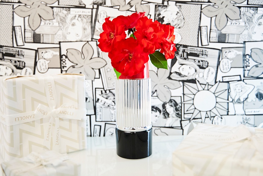 Vaso rossetto Fiordilabbra argento e rosso Selezione Zanolli