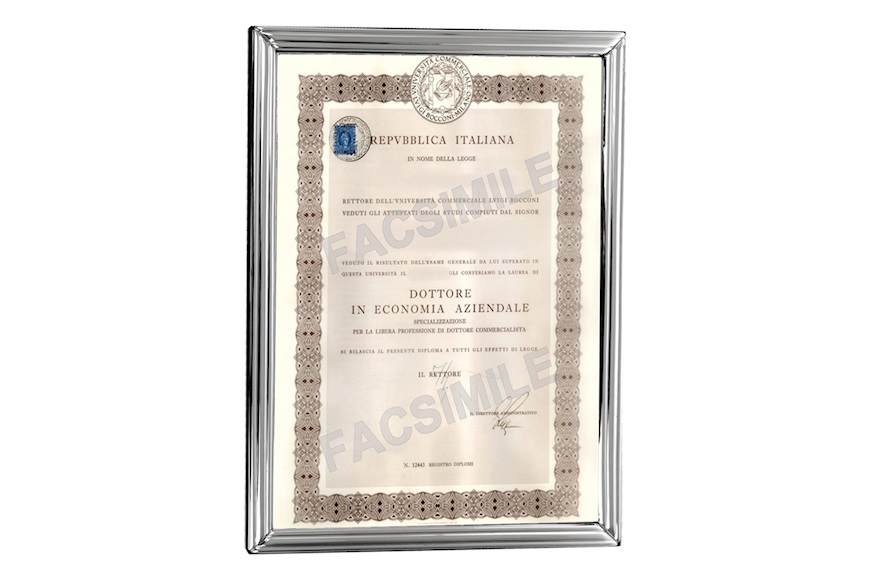 Idea regalo Laurea Cornice Laurea per Pergamena Laurea argento Selezione Zanolli
