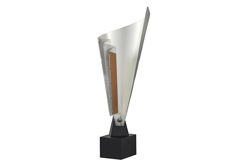 Coppa Bronzo in metallo argentato con base in legno Selezione Zanolli