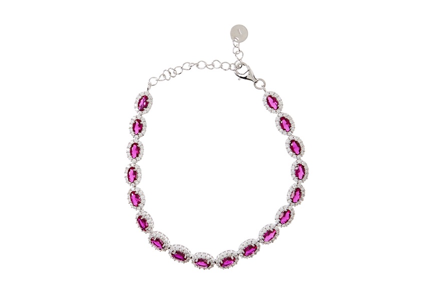 Bracelet silver with white and ruby zircons Sovrani
