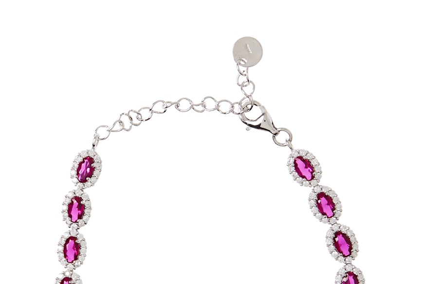 Bracelet silver with white and ruby zircons Sovrani